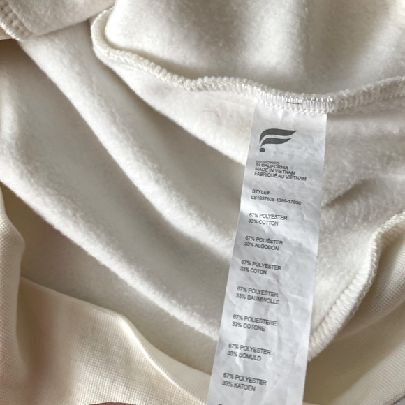 FABLETICS Zaylee Woman’s Size S Off White Funnel Neck Tunic Sweatshirt Thumbhole - Picture 5 of 11